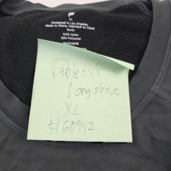 Fabletics Shirt Mens XL Gray Long Sleeve Performance Training Crewneck Athletic - Picture 9 of 9